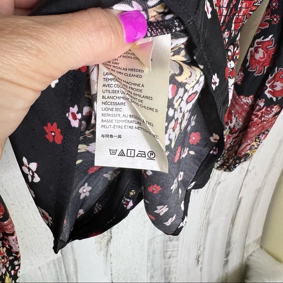 Free People Black/Floral Print Top - Picture 8 of 8